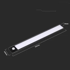 Réglette LED Rechargeable USB 40cm 2W Noire avec Détecteur de mouvement - Blanc Neutre 4000K - 5500K - SILAMP