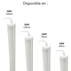 Réglette LED étanche 150cm 50W IP65 (Pack de 20) - Blanc Neutre 4000K - 5500K - SILAMP