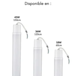 Réglette LED étanche 60cm 18W IP65 - Blanc Neutre 4000K - 5500K - SILAMP