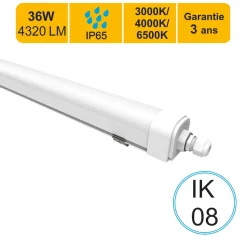 Réglette LED étanche IP65 36W 4320lm - 3CCT - traversant - garantie 3 ans