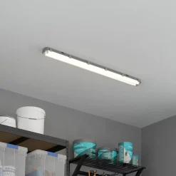 Réglette lumineuse Pagon T8 blanc neutre 2x1800lm 18W IP65 L.129,3x l.11 x H.6,4cm gris GoodHome