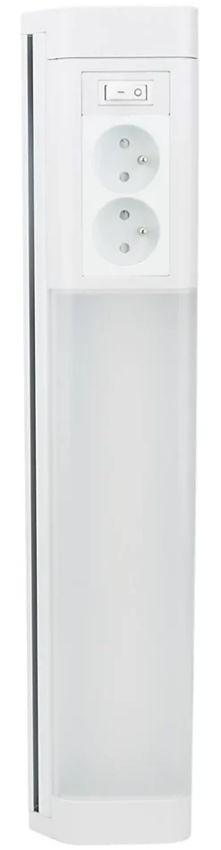 Réglette sous meuble avec prises LED intégrée blanc neutre IP20 850lm 3680W L.8xl.8,5xH.50cm Zenitech