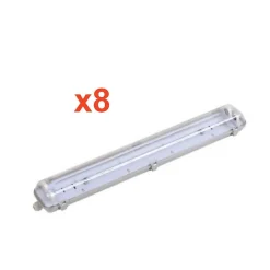 Réglette étanche double pour Tube LED T8 120cm IP65 (Boitier vide) (Pack de 8) - SILAMP