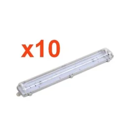 Réglette étanche double pour Tube LED T8 60cm IP65 (Boitier vide) (Pack de 10) - SILAMP