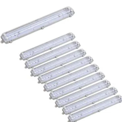 Réglette étanche double pour Tube LED T8 60cm IP65 (Boitier vide) (Pack de 10) - SILAMP