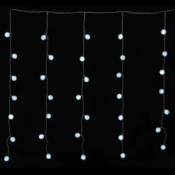Rideau de Boules Lumineuses 35 LED Blanc Fixe