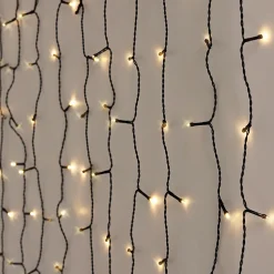 Rideau Lumineux à LED ECD Germany - PVC Noir 2m - 200 LED Blanc Chaud - Effet Flashing - IP44