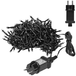 Rideau Lumineux à LED ECD Germany - PVC Noir 2m - 200 LED Blanc Chaud - Effet Flashing - IP44