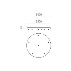 Rosace plafond ronde laiton IP20 Alice - base pour suspension moderne, 6 trous, connexion centrale, installation facile