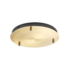 Rosace plafond ronde laiton IP20 Alice pour suspension - base moderne, 3 trous, connexion centrale, installation facile