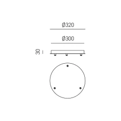 Rosace ronde en métal Alice noire IP20 pour suspensions - Base de plafond moderne, connexion 3 trous, installation facile