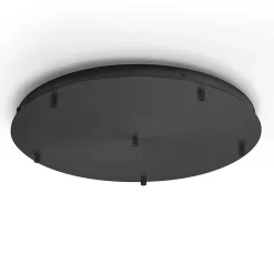 Rosace ronde en métal Alice noire IP20 pour suspensions - Base de plafond moderne, connexion 6 trous, installation facile