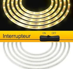 Ruban a Led Lumineux Flexible 1080 Leds Puissance 55W Tension 220 240V Duree Nominale 50000 Heures Beige 30M