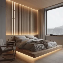 Ruban de lumière LED chaude LattesLED set de 4x50 cm avec profils en aluminium pour panneaux muraux acoustiques, Nordic Acoustics