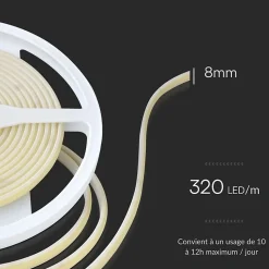 Ruban LED COB 5M 24V IP67 320LED/m - Blanc Froid 6000K - 8000K - SILAMP