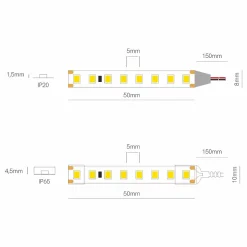 Ruban LED Fine 79 - 24 V, 10 W/m, IRC 80, IP65, 3 000 K - Bobine de 5 m - Beneito Faure - Ruban LED intérieur et extérieur