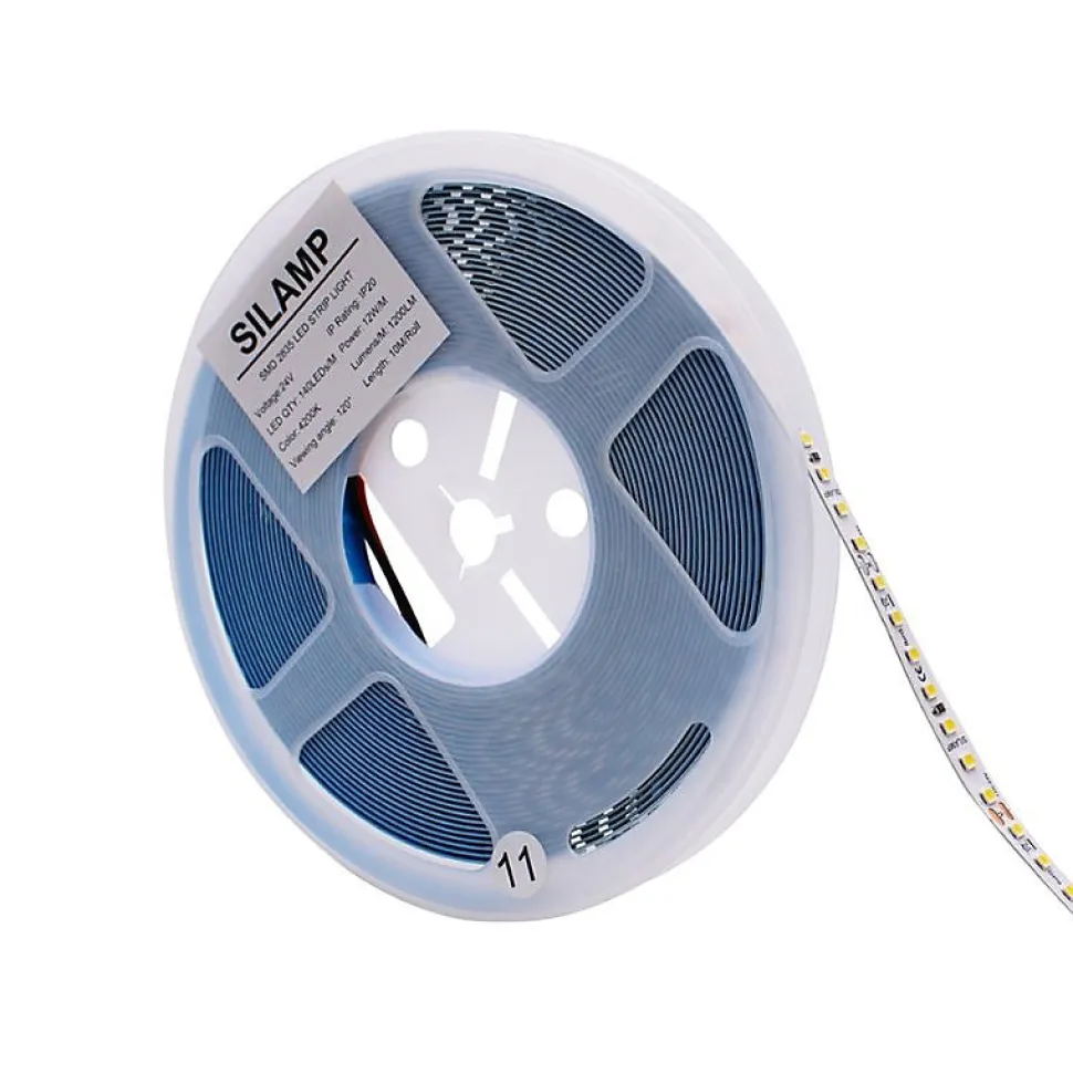 Ruban LED 10M 24V 12W/M SMD2835 IP20 1400LED - Blanc Froid 6000K - 8000K - SILAMP
