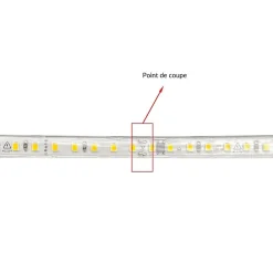 Ruban LED 220V 2835 120LED/m 25M Recoupable 10cm IP65 - Blanc Froid 6000K - 8000K - SILAMP