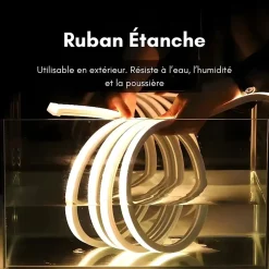 Ruban LED 220V 50M 10x10mm IP65 Finition Continue - Blanc Froid 6000K - 8000K - SILAMP