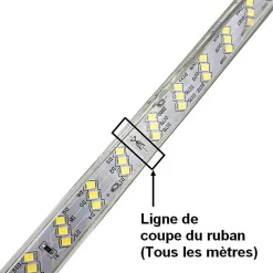 Ruban LED 220V Recoupable 50M IP65 2835 180LED/m Triple Rangée - Blanc Neutre 4000K - 5500K - SILAMP