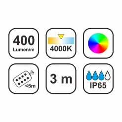 Ruban lumineux Ammasy LED intégrée variation de couleurs IP65 dimmable 1200lm 13W L.300cm blanc GoodHome