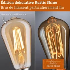 Rustic Shine Standard 230 V Globe LED 300lm 4,2W 1800K gradable Doré