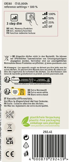 Rustic Shine Standard 230 V Ampoules LED E27 Filament en forme de S 300lm 4,2W 1800K gradable Doré