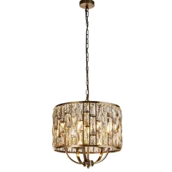 Searchlight Bijou Luminaire suspendu à 5 lumières, laiton antique, verre à champagne