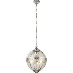 Searchlight Coronet Luminaire suspendu à 3 lumières Chrome, Verre