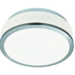 Searchlight Discs - Plafonnier encastré à 2 ampoules au fini argent satiné IP44, E27