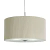 Searchlight Drum Pleat - Suspension à 3 ampoules au fini chrome, crème avec diffuseur et abat-jour en verre, E27