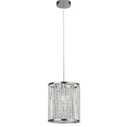 Searchlight Elise - Suspension à 1 lumière, chrome, gouttes de cristal, E27