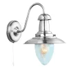 Searchlight Fisherman - Applique murale à 1 ampoule argent satiné avec abat-jour en verre semé, E27