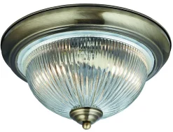 Searchlight Flush - Plafonnier affleurant à 2 ampoules pour salle de bain, laiton antique, E14