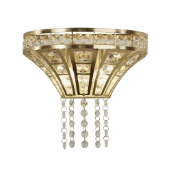 Searchlight Gemma Applique murale à 2 lumières en laiton satiné et cristal transparent