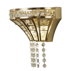 Searchlight Gemma Applique murale à 2 lumières en laiton satiné et cristal transparent