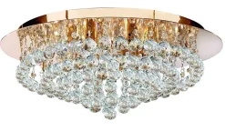 Searchlight Hanna - Plafonnier semi-affleurant à 8 ampoules or avec cristaux, G9