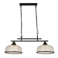 Searchlight Highworth Suspension 2 Lumières Noir, Verre Style Holophane