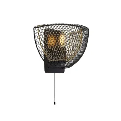 Searchlight Honeycomb 1 Light Double Layered Mesh Wall Light - Black Outer With Gold Inner
