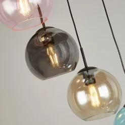 Searchlight Mardi Gras II Lampe suspendue à 8 ampoules, noir, verre coloré