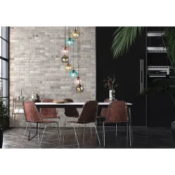 Searchlight Mardi Gras II Lampe suspendue à 8 ampoules, noir, verre coloré