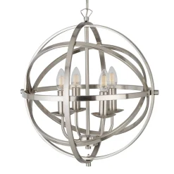 Searchlight Orbit - Luminaire suspendu sphérique à 4 ampoules au fini argent satiné, E14