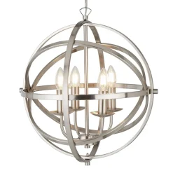 Searchlight Orbit - Luminaire suspendu sphérique à 4 ampoules au fini argent satiné, E14