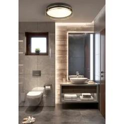 Searchlight Pheonix Plafonnier Phoenix à 3 ampoules, noir, laiton, verre dépoli