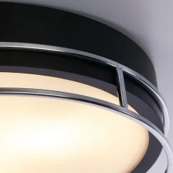 Searchlight Pheonix Plafonnier Phoenix à 3 ampoules, noir, chrome, verre dépoli