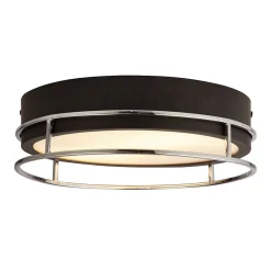 Searchlight Pheonix Plafonnier Phoenix à 2 ampoules, noir, chrome, verre dépoli