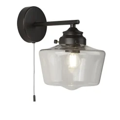 Searchlight School House Applique murale 1 lumière, noir, verre opale IP44