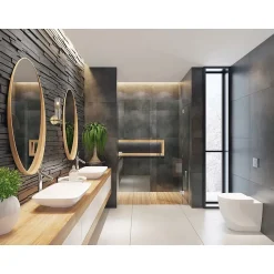 Searchlight Scope Applique murale de salle de bain en laiton satiné et verre gravé transparent