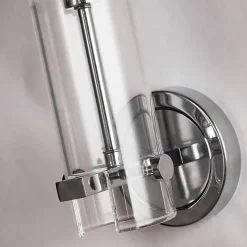 Searchlight Scope Applique murale de salle de bain, chrome, verre gravé transparent