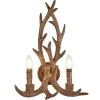 Searchlight Stag - Applique murale à 2 ampoules pour bougie d'intérieur, brun rustique, E14